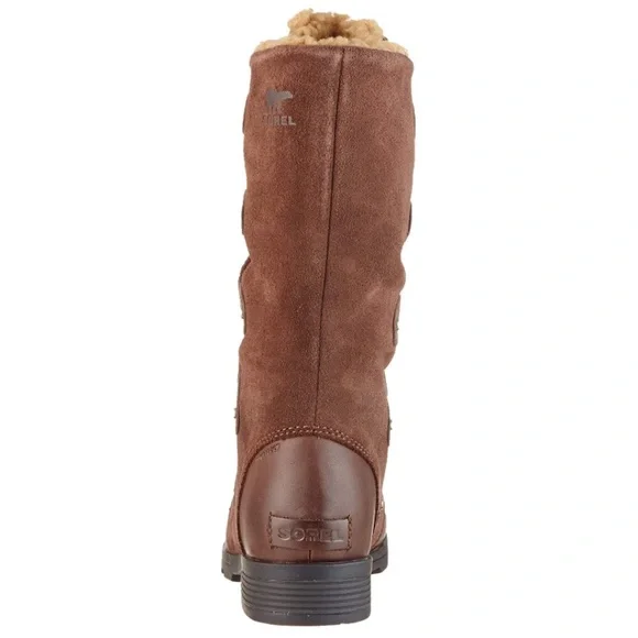 New! Sorel Emelie Lace Up Tall Leather Boot “Tobacco” Color